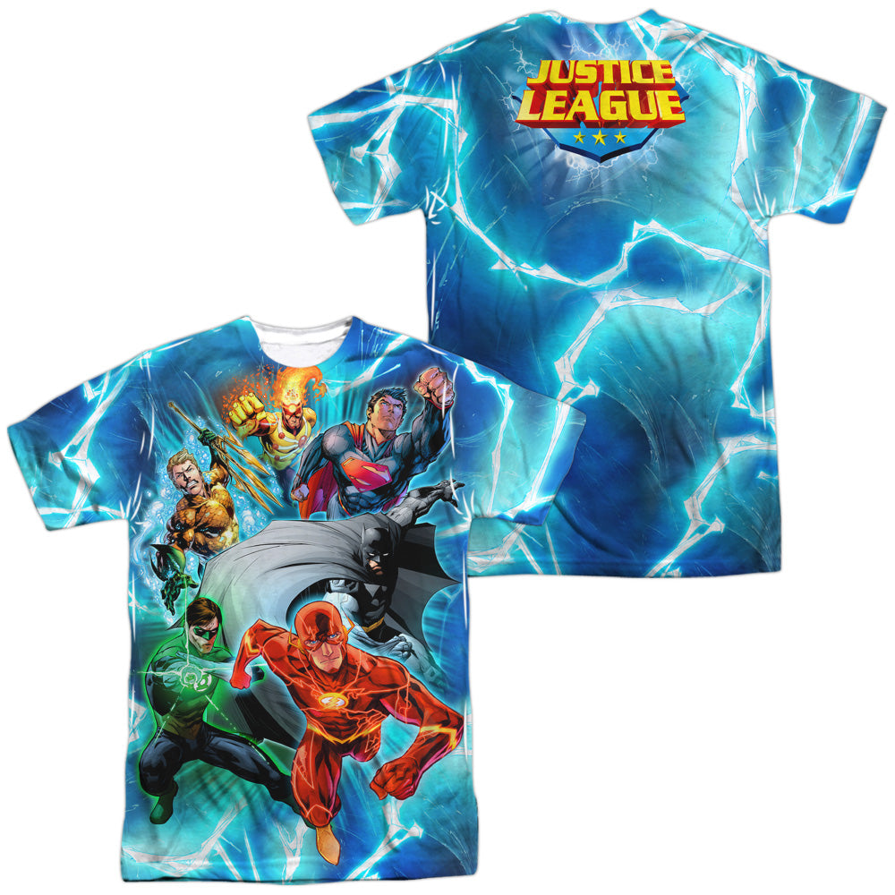 JLA/LIGHTNING TEAM (FRONT/BACK PRINT) - S/S ADULT POLY CREW - MULTI