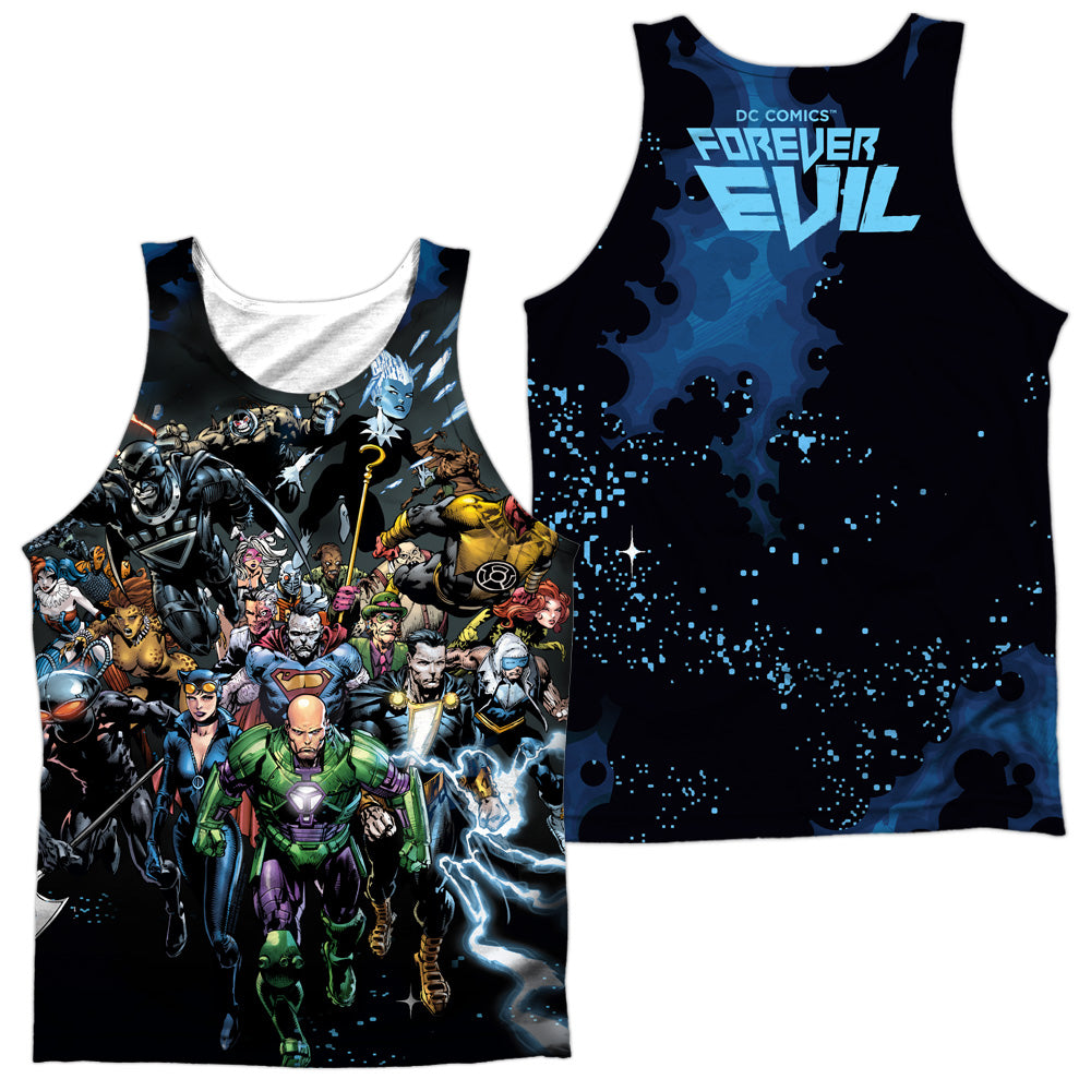 JLA/FOREVER EVIL (FRONT/BACK PRINT) - ADULT POLY TANK TOP - MULTI