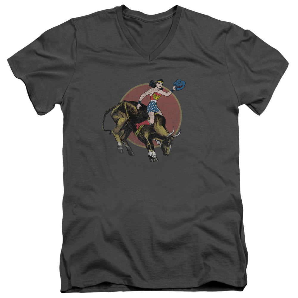 JLA/BULL RIDER - S/S ADULT V-NECK 30/1 - CHARCOAL