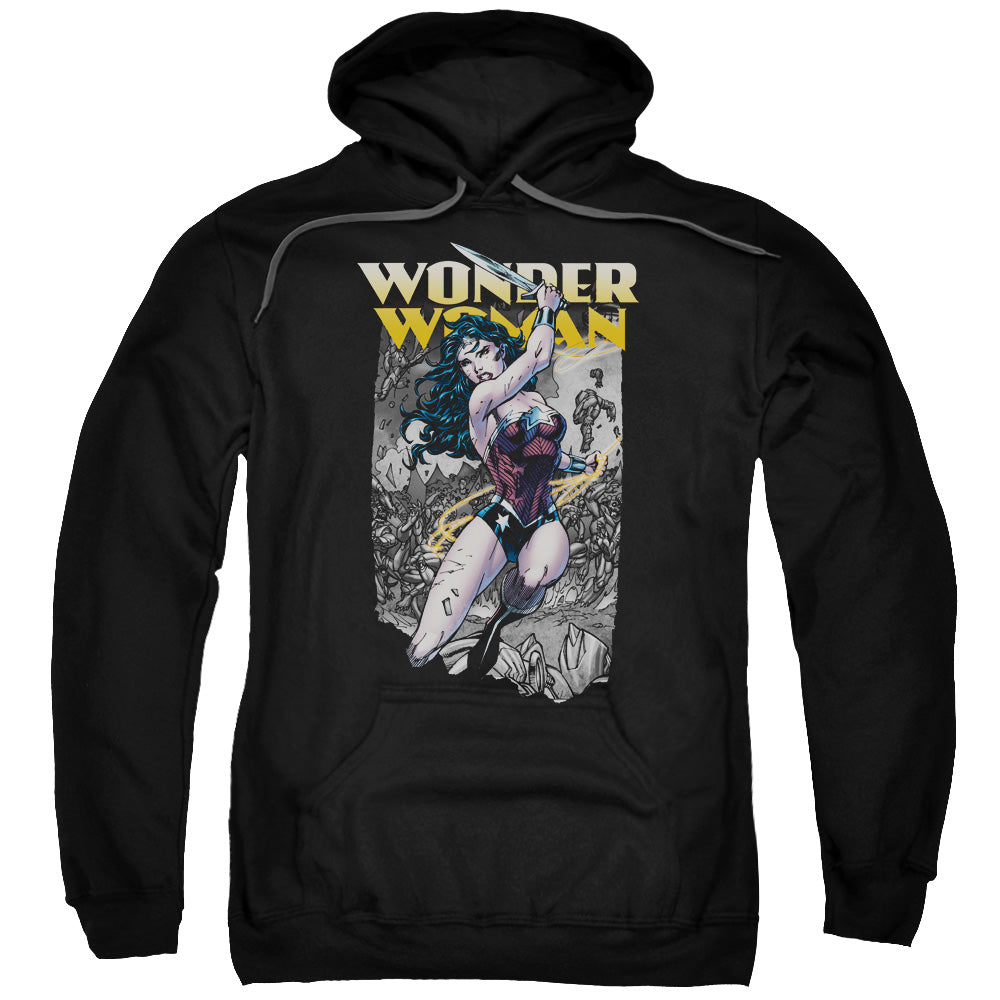 JLA/WONDER SLICE - ADULT PULLOVER HOODIE - BLACK