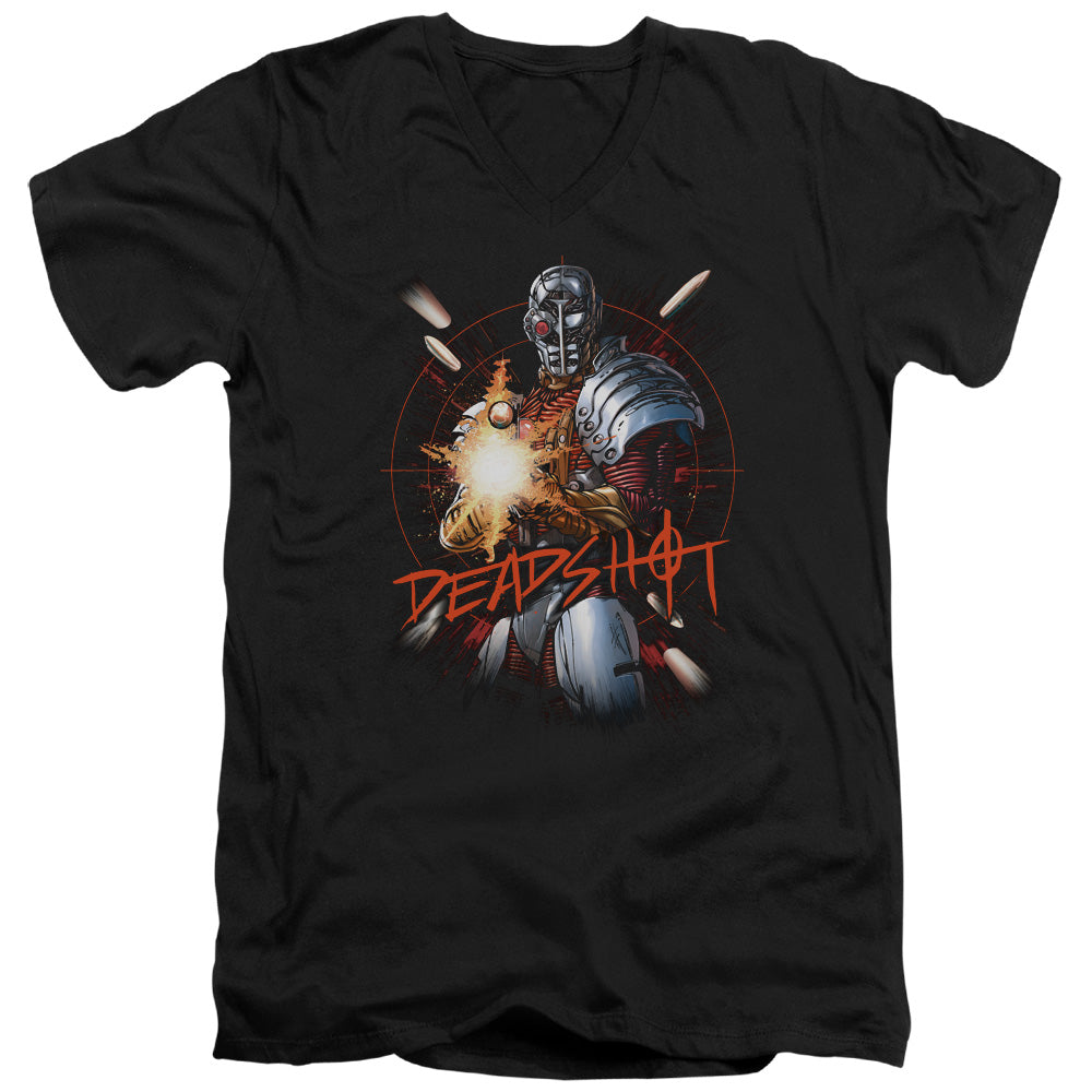 JLA/DEADSHOT - S/S ADULT V-NECK 30/1 - BLACK