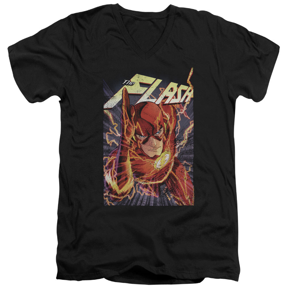 JLA/FLASH ONE - S/S ADULT V-NECK 30/1 - BLACK