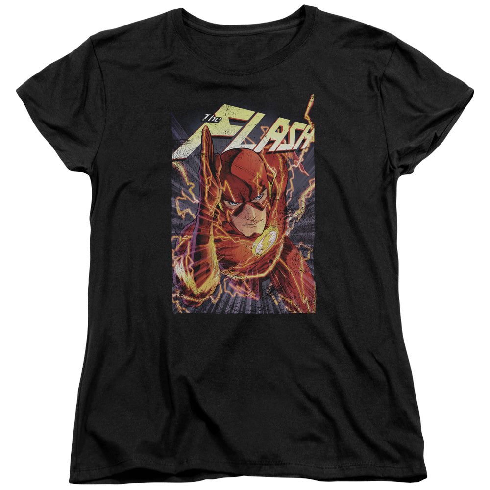 JLA/FLASH ONE - S/S WOMENS TEE - BLACK