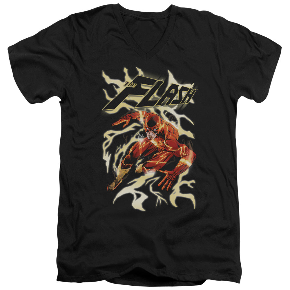 JLA/ELECTRIC RUN - S/S ADULT V-NECK 30/1 - BLACK