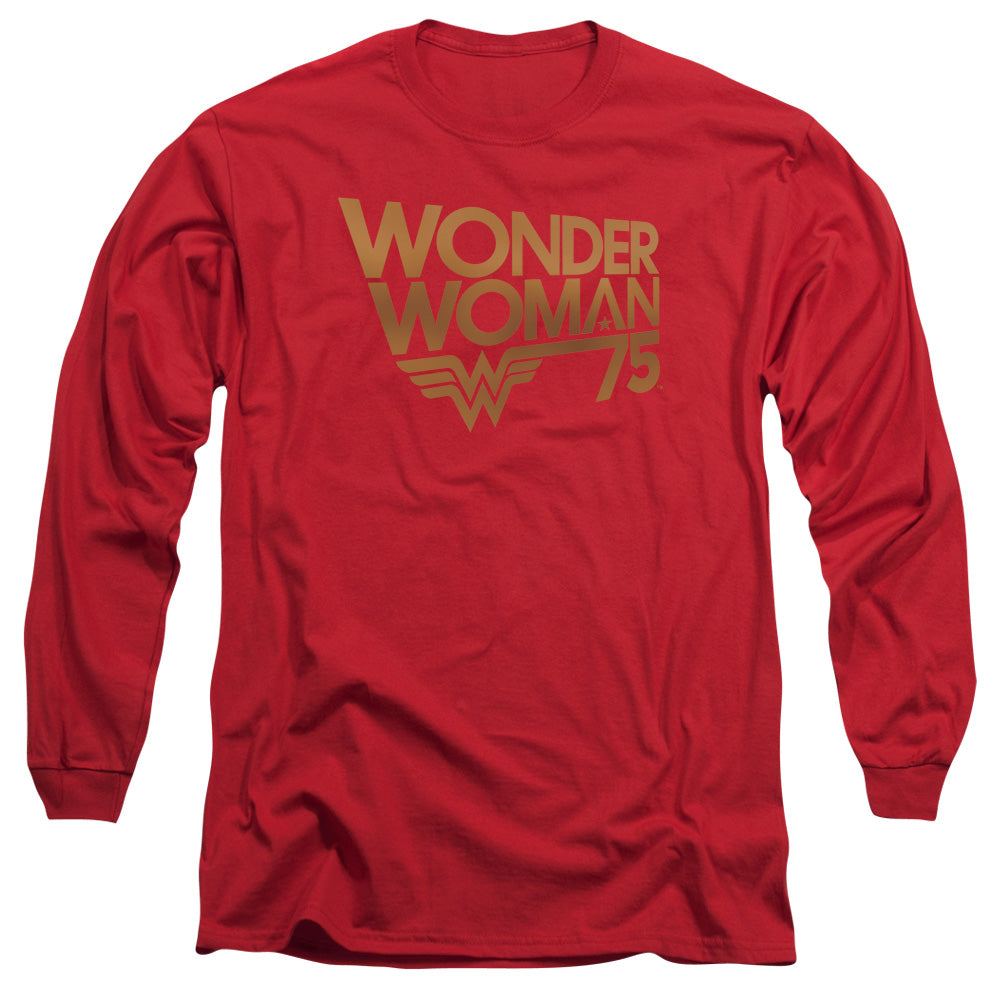 WONDER WOMAN/WONDER WOMAN 75TH ANNIVERSARY GOLD LOGO - L/S ADULT 18/1 - RED
