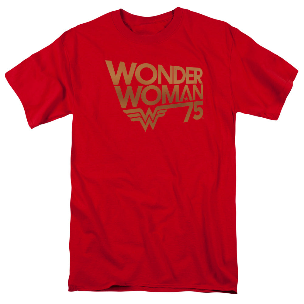 WONDER WOMAN/WONDER WOMAN 75TH ANNIVERSARY GOLD LOGO - S/S ADULT 18/1 - RED