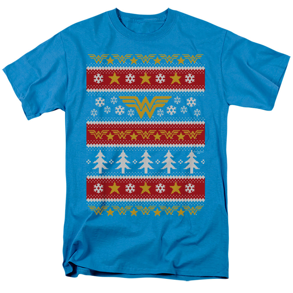 DC WONDER WOMAN/WONDER WOMAN CHRISTMAS SWEATER - S/S ADULT 18/1 - TURQUOISE