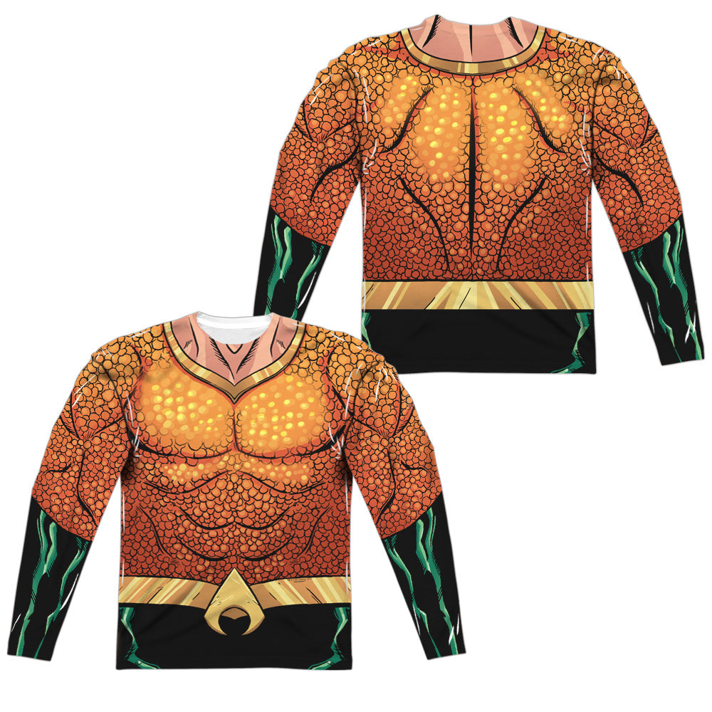 JLA/AQUAMAN REBIRTH UNIFORM (FRONT/BACK PRINT) - L/S ADULT POLY CREW  - MULTI