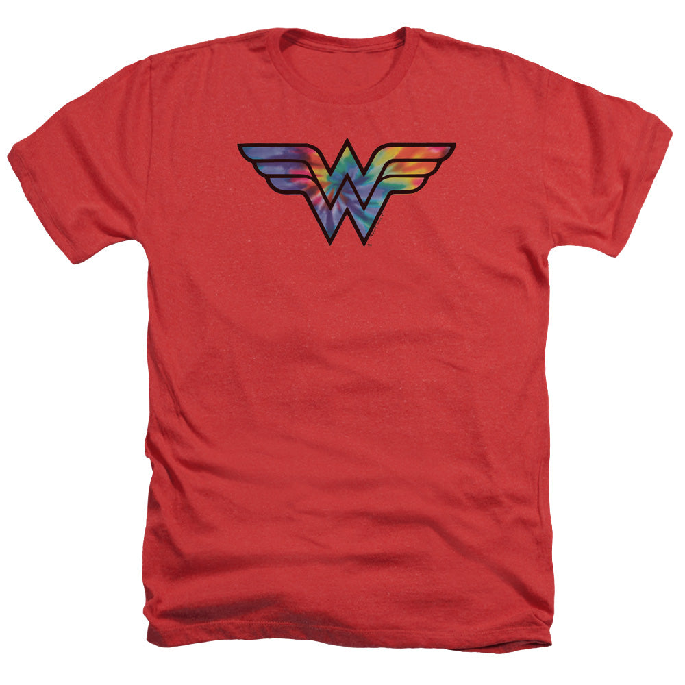 DC WONDER WOMAN/WONDER WOMAN TIE DYE LOGO - ADULT HEATHER - RED