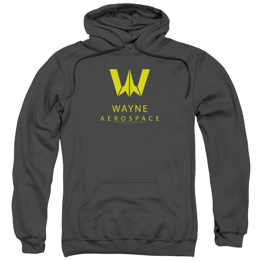 JUSTICE LEAGUE MOVIE/WAYNE AEROSPACE - ADULT PULLOVER HOODIE - CHARCOAL