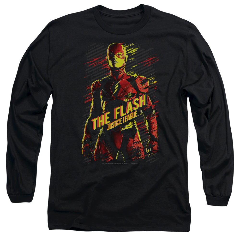 JUSTICE LEAGUE MOVIE/THE FLASH -  L/S ADULT 18/1  - BLACK