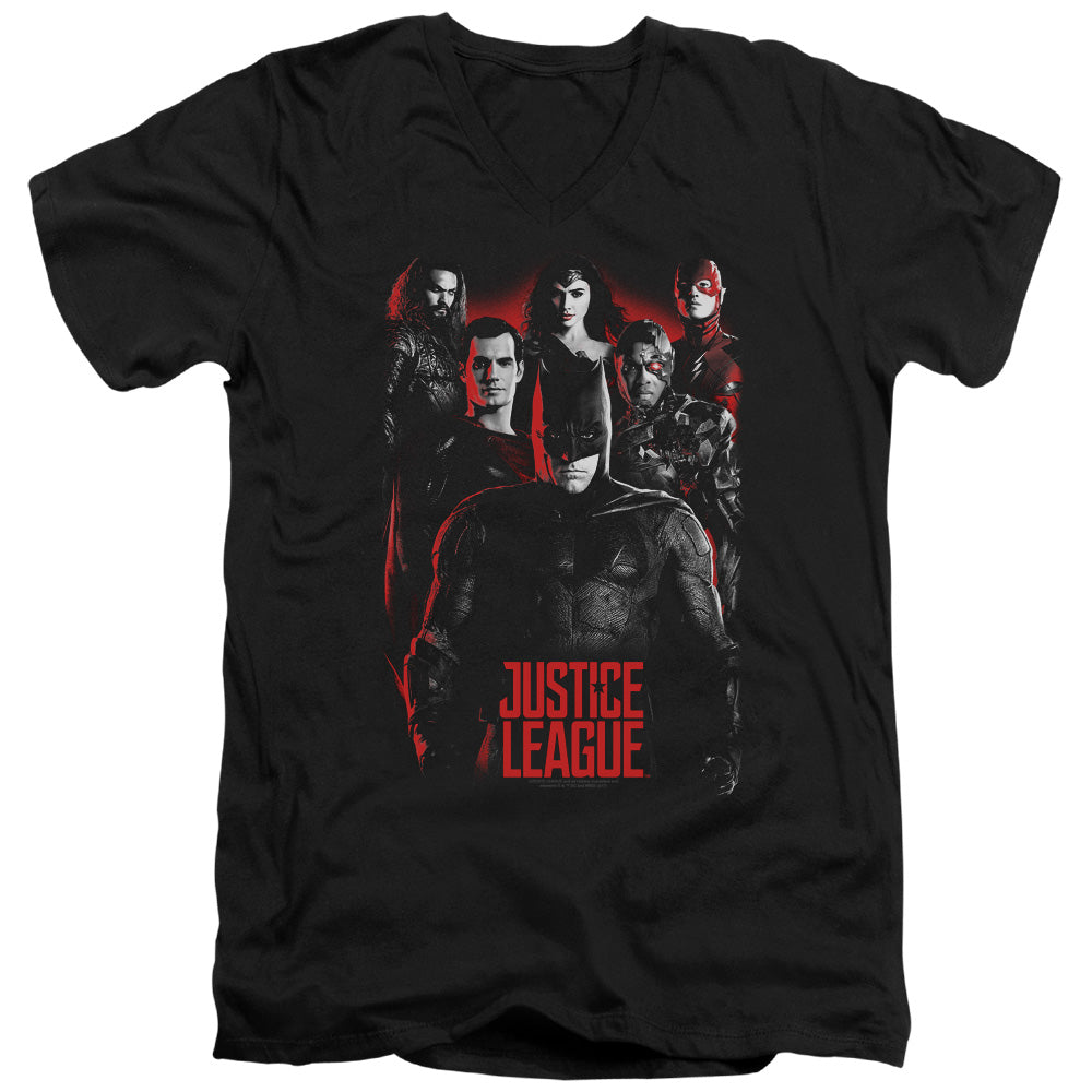 JUSTICE LEAGUE MOVIE/THE LEAGUE - S/S ADULT V-NECK 30/1 - BLACK
