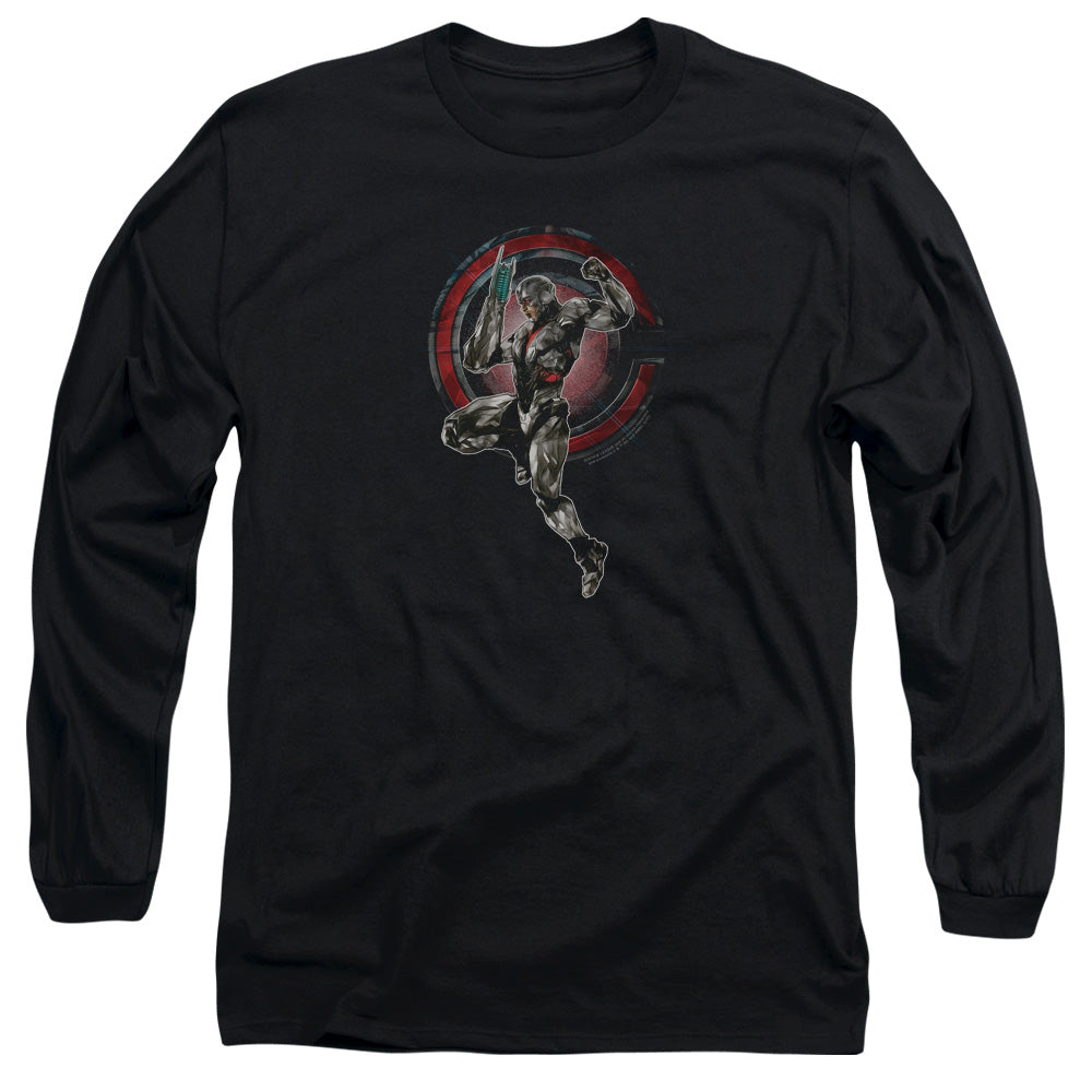 JUSTICE LEAGUE MOVIE/CYBORG - L/S ADULT 18/1 - BLACK