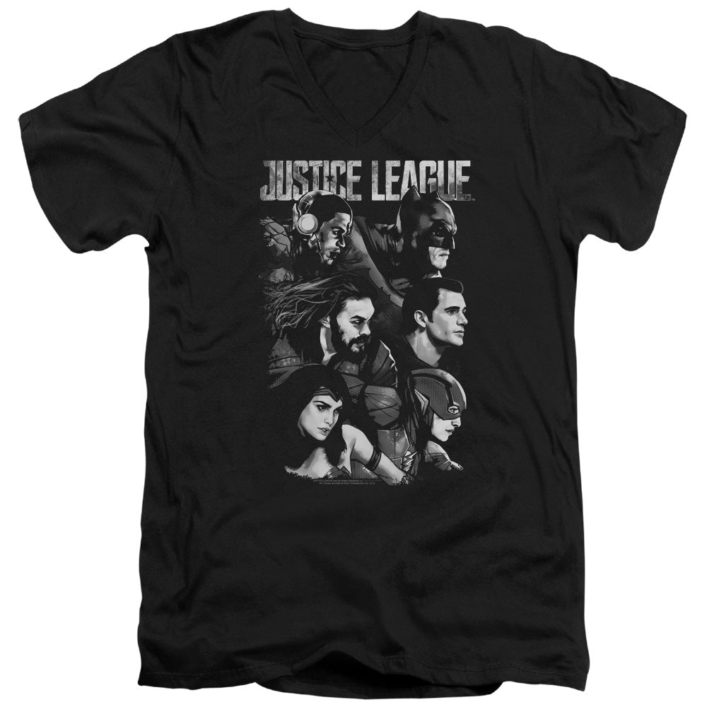 JUSTICE LEAGUE MOVIE/PUSHING FORWARD - S/S ADULT V-NECK 30/1 - BLACK