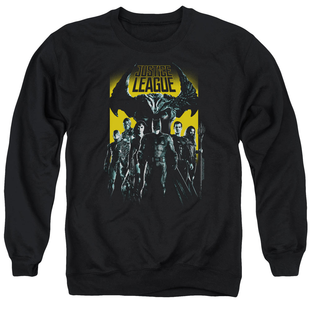 JUSTICE LEAGUE MOVIE/STAND UP TO EVIL - ADULT CREWNECK SWEATSHIRT - BLACK