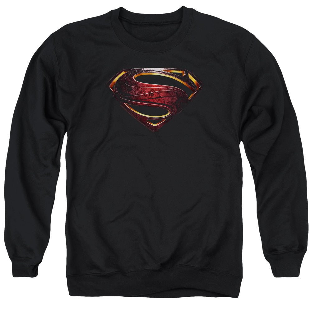 JUSTICE LEAGUE MOVIE/SUPERMAN LOGO - ADULT CREWNECK SWEATSHIRT - BLACK
