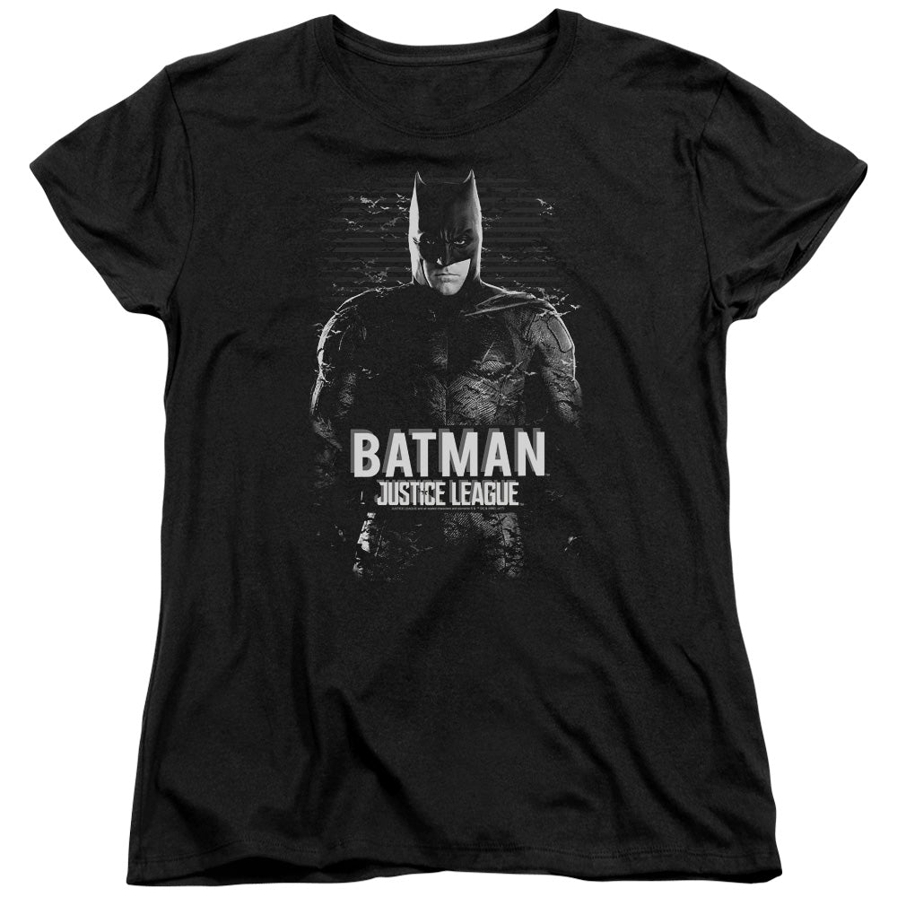 JUSTICE LEAGUE MOVIE/BATMAN - S/S WOMENS TEE - BLACK