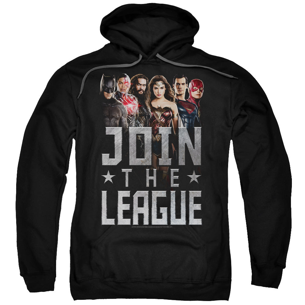 JUSTICE LEAGUE MOVIE/JOIN THE LEAGUE - ADULT PULLOVER HOODIE - BLACK