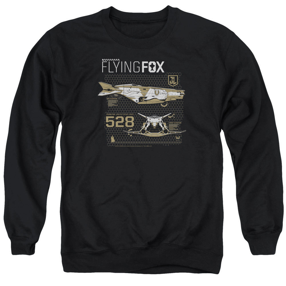 JUSTICE LEAGUE MOVIE/FLYING FOX - ADULT CREWNECK SWEATSHIRT - BLACK