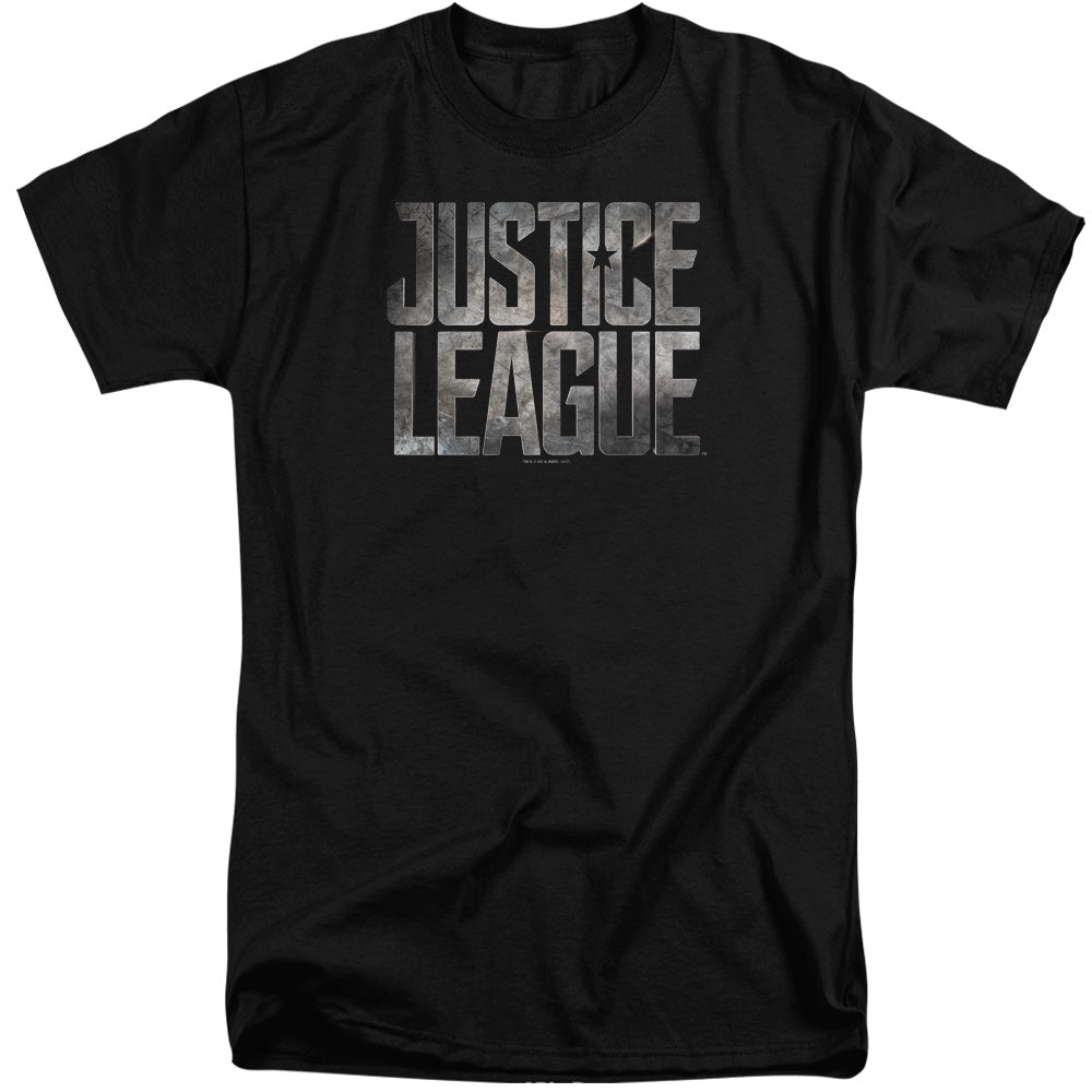 JUSTICE LEAGUE MOVIE/METAL LOGO - S/S ADULT TALL 18/1 - BLACK