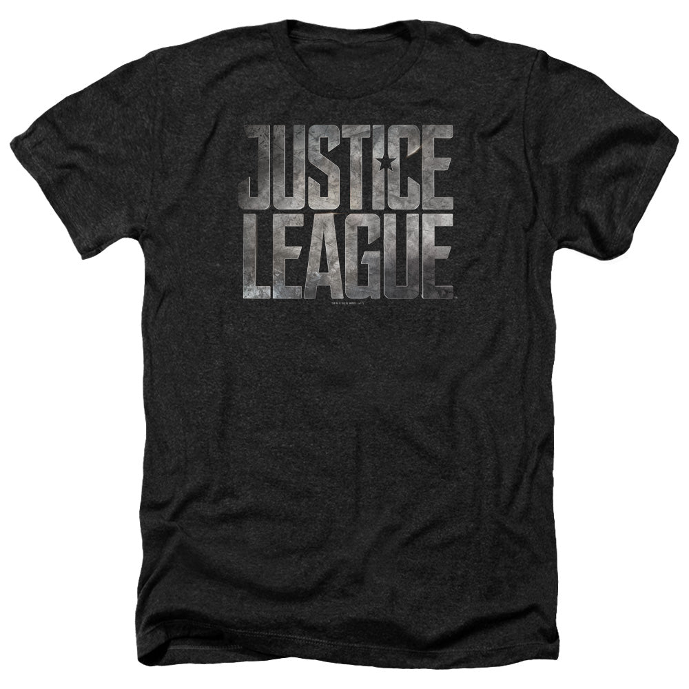 JUSTICE LEAGUE MOVIE/METAL LOGO - ADULT HEATHER - BLACK