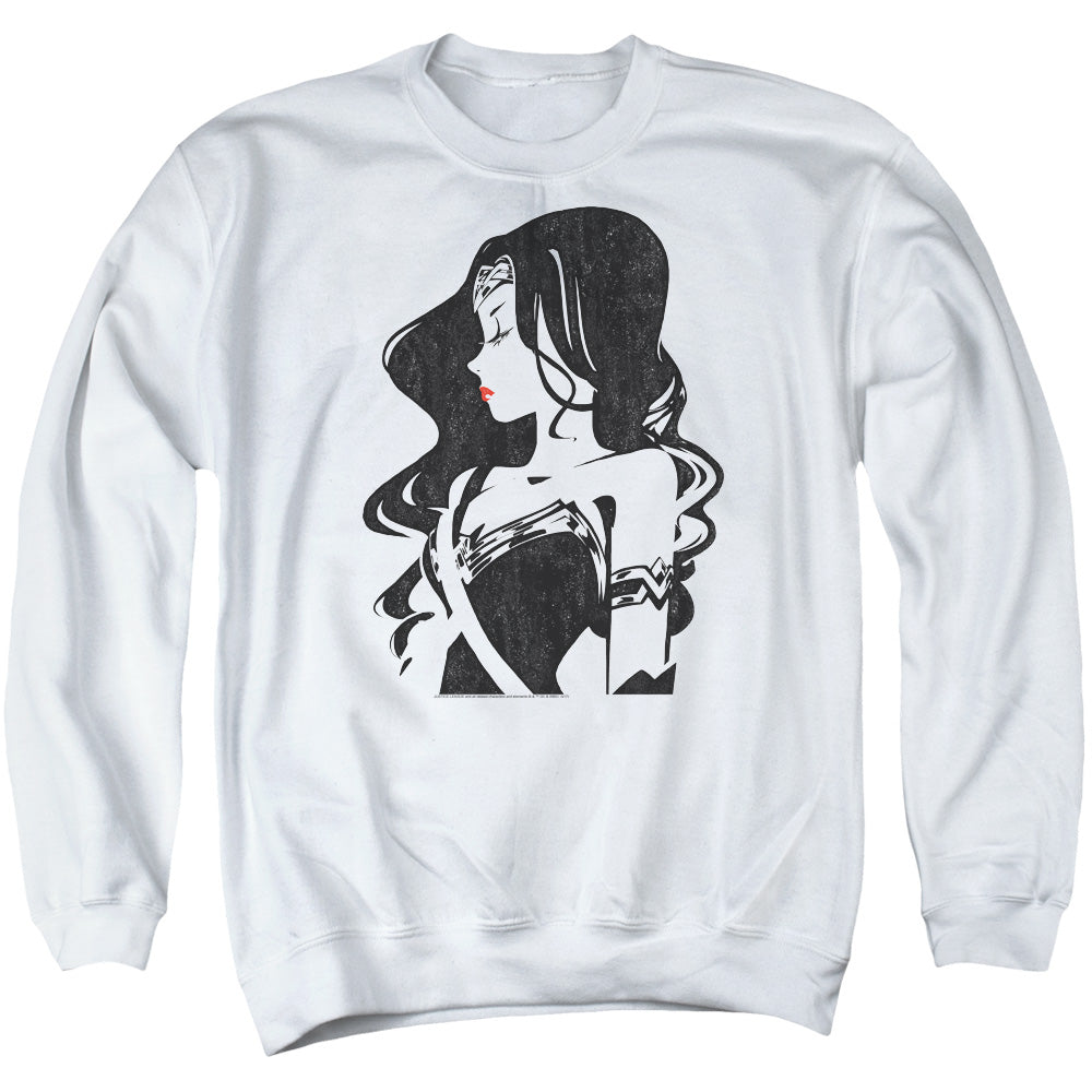 JUSTICE LEAGUE MOVIE/PROFILE - ADULT CREWNECK SWEATSHIRT - WHITE