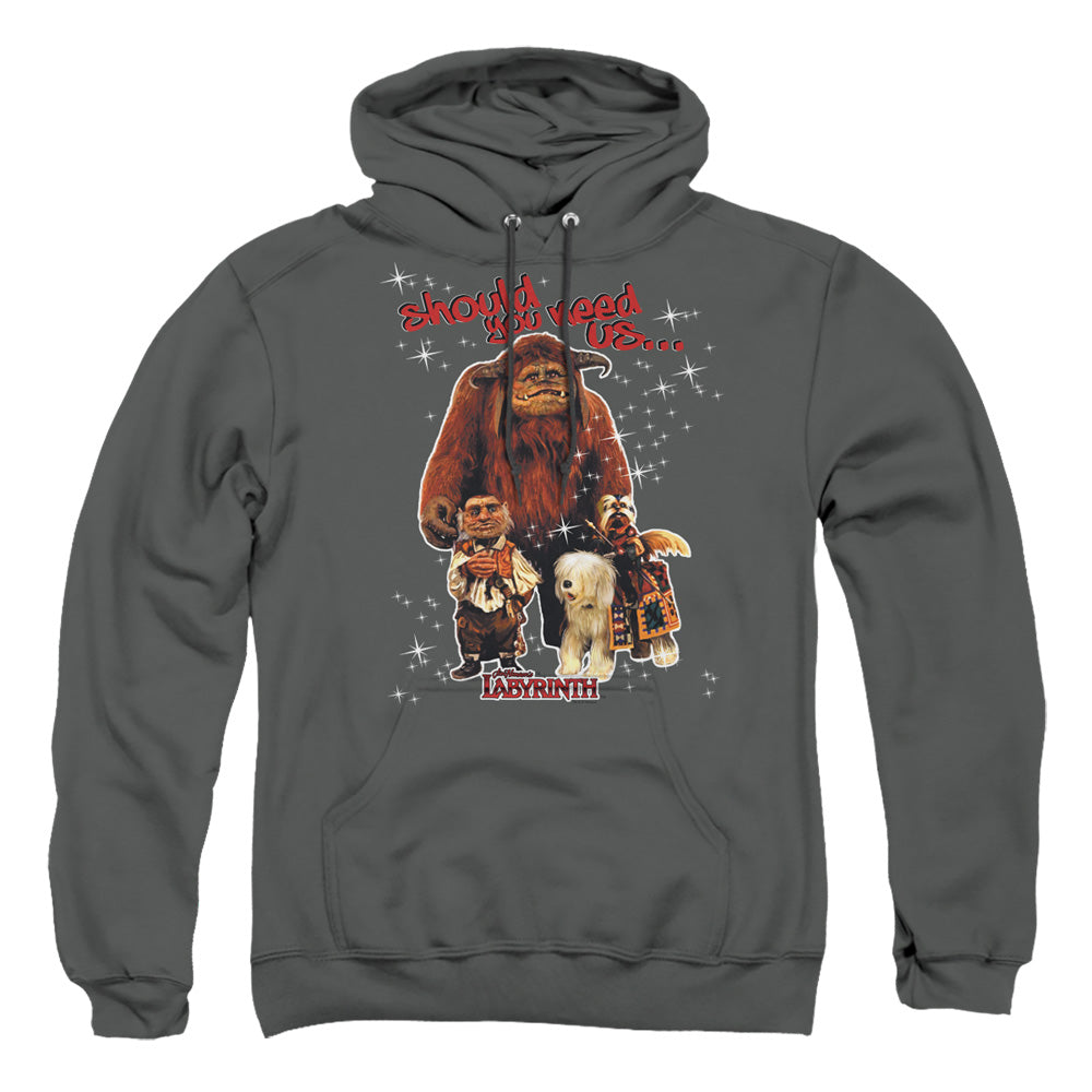 LABYRINTH/SHOULD YOU NEED US - ADULT PULLOVER HOODIE - CHARCOAL