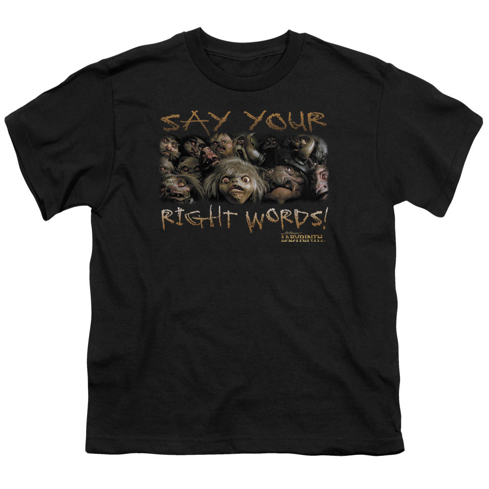 LABYRINTH/SAY YOUR RIGHT WORDS - S/S YOUTH 18/1 - BLACK