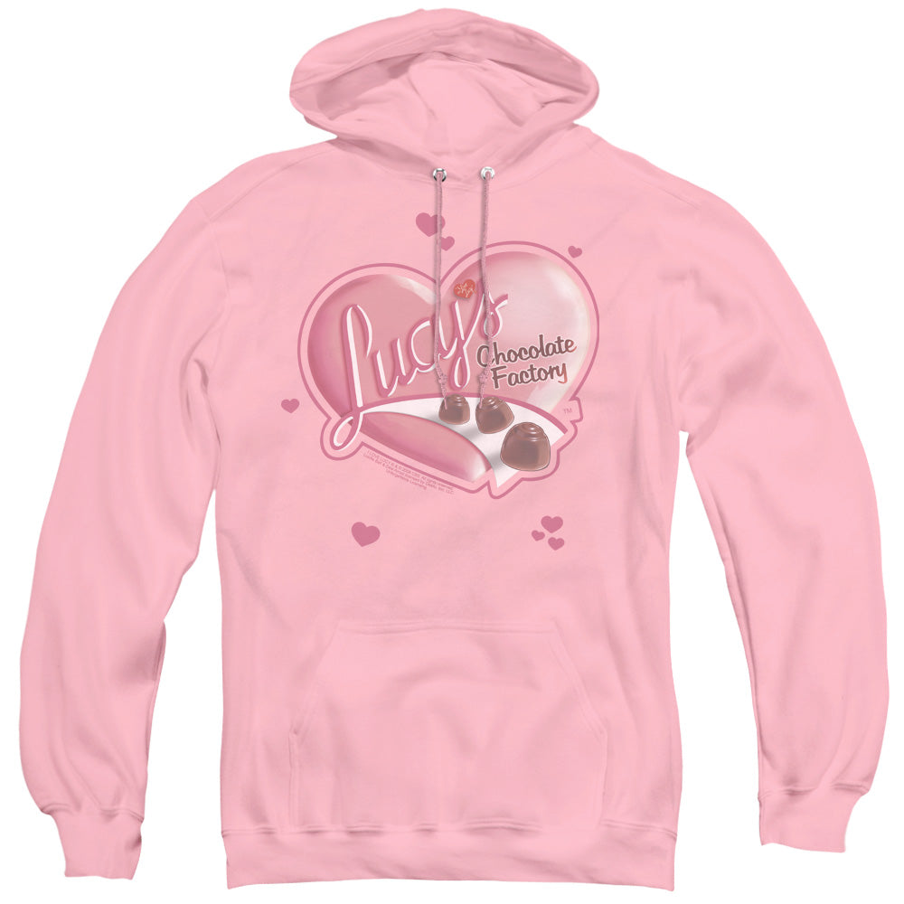 I LOVE LUCY/CHOCOLATE SMUDGES - ADULT PULLOVER HOODIE - PINK