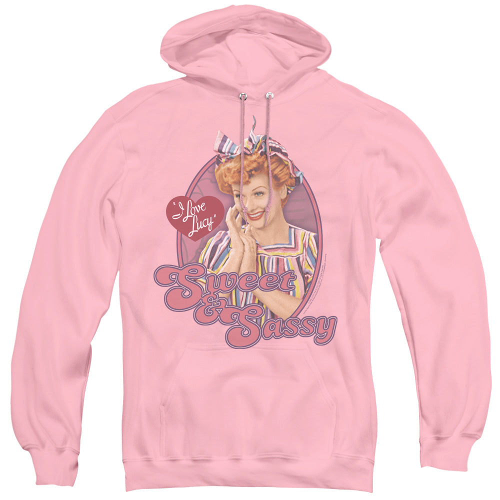 I LOVE LUCY/SWEET AND SASSY - ADULT PULLOVER HOODIE - PINK