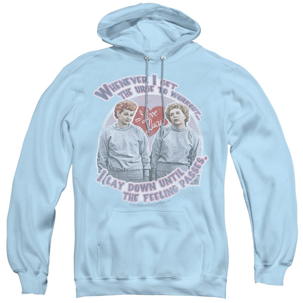 I LOVE LUCY/LUCYS WORKOUT - ADULT PULLOVER HOODIE - LIGHT BLUE