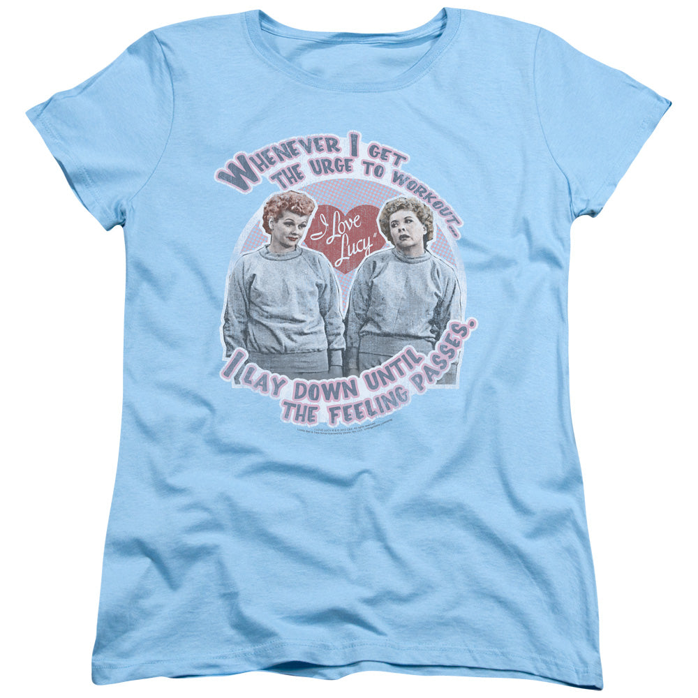 I LOVE LUCY/LUCYS WORKOUT - S/S WOMENS TEE - LIGHT BLUE
