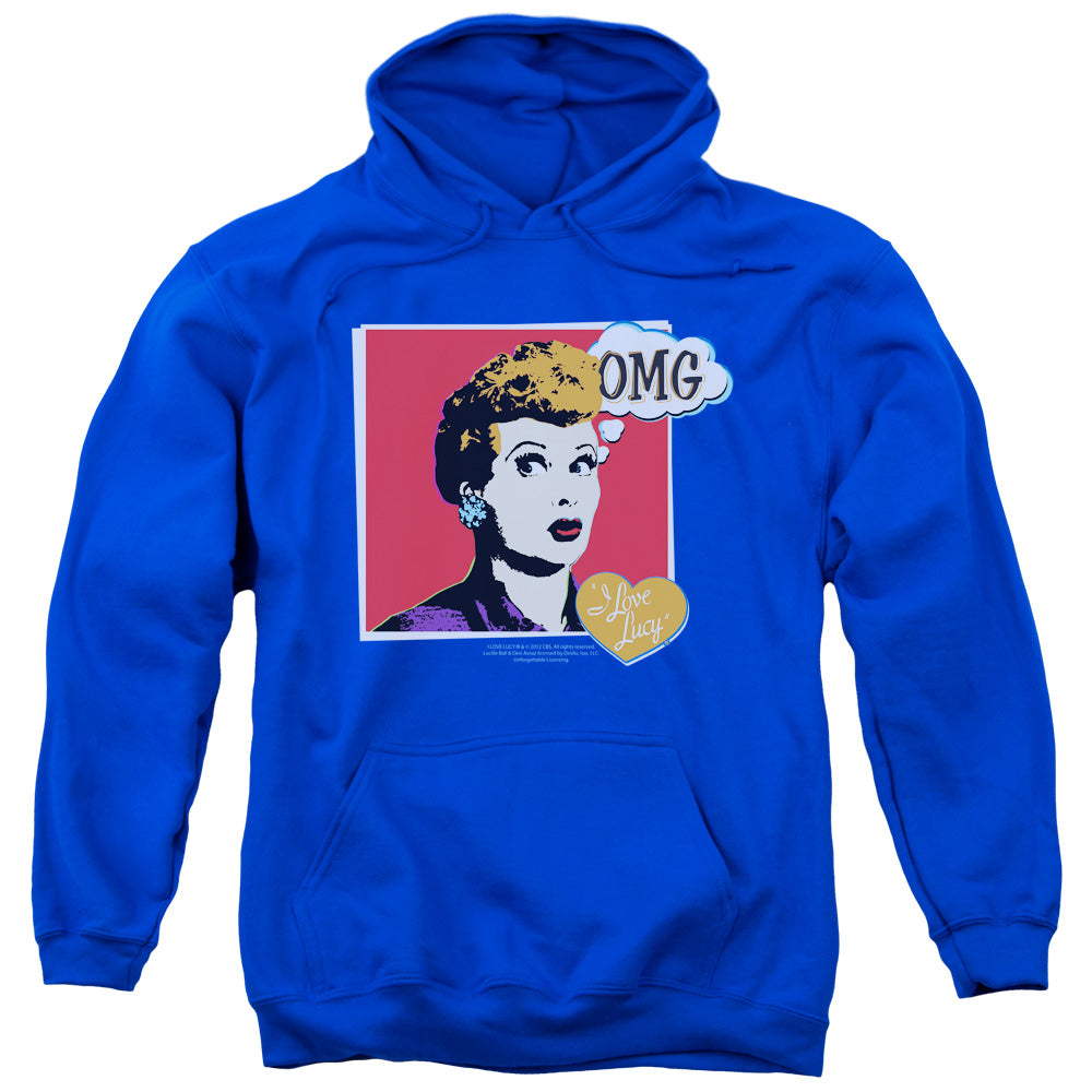 I LOVE LUCY/I LOVE WORHOL OMG - ADULT PULLOVER HOODIE - ROYAL BLUE