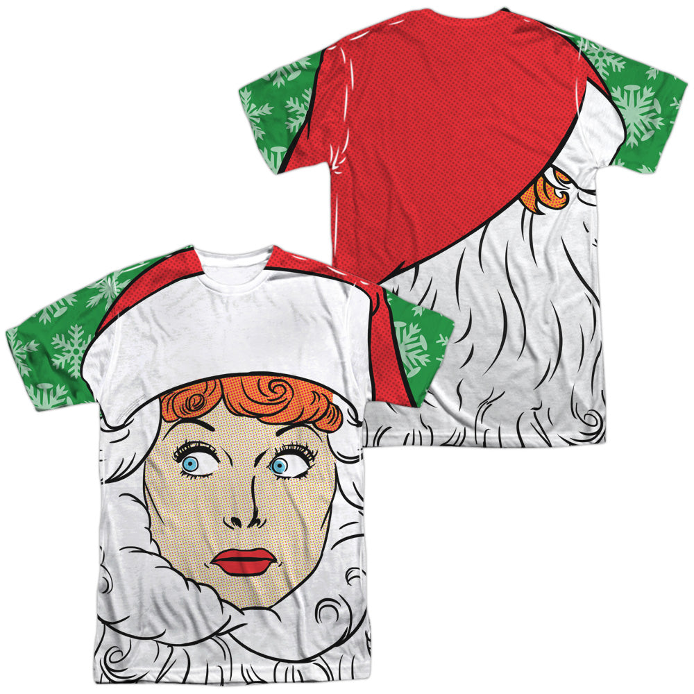 I LOVE LUCY/SECRET SANTA (FRONT/BACK PRINT) - S/S ADULT POLY CREW -  WHITE