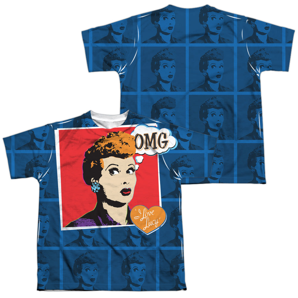I LOVE LUCY/OMG (FRONT/BACK PRINT) - S/S YOUTH POLY CREW - MULTI