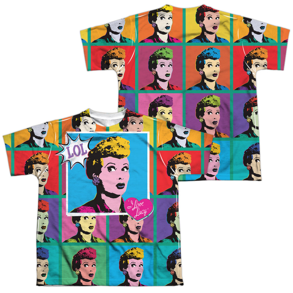 I LOVE LUCY/LOL (FRONT/BACK PRINT) - S/S YOUTH POLY CREW - MULTI