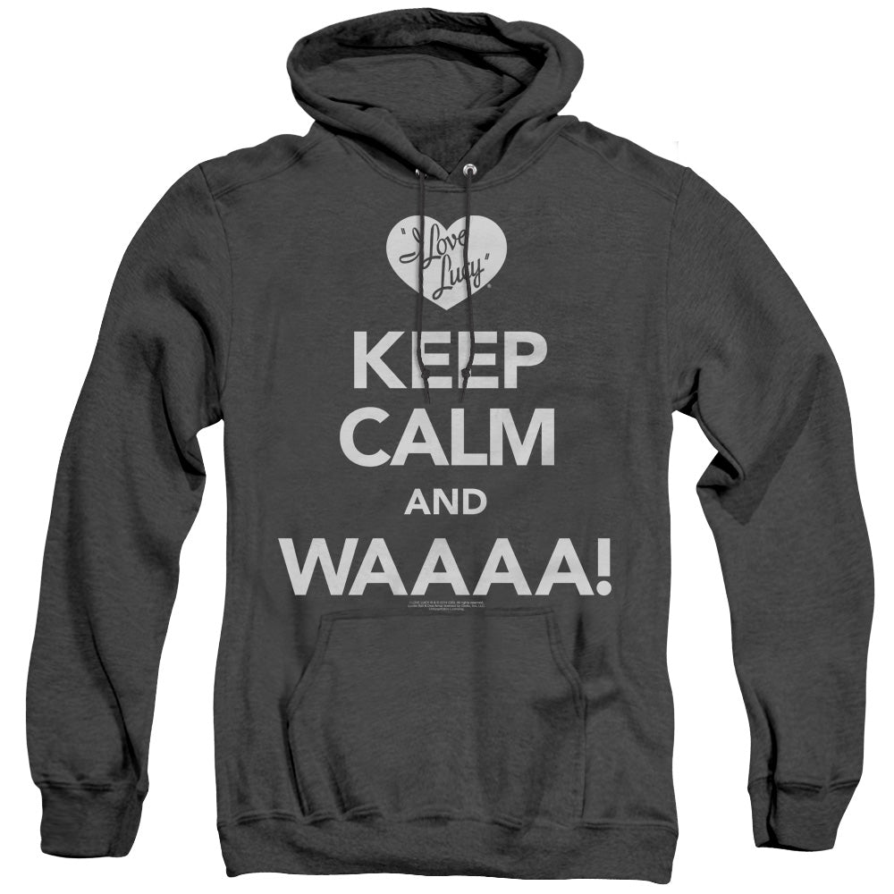 I LOVE LUCY/KEEP CALM WAAA - ADULT HEATHER HOODIE - BLACK