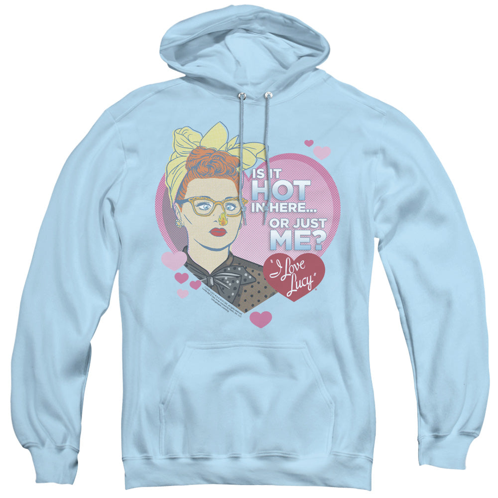 I LOVE LUCY/HOT - ADULT PULLOVER HOODIE - LIGHT BLUE