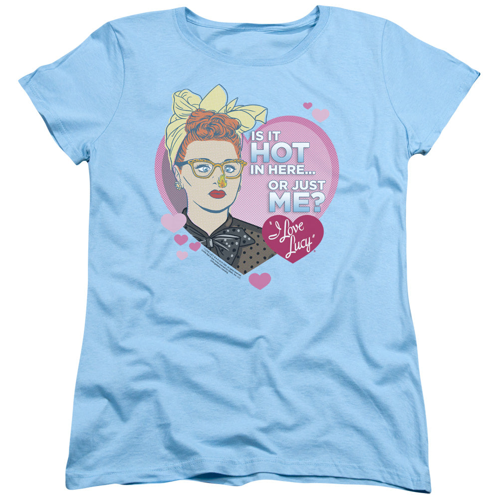 I LOVE LUCY/HOT - S/S WOMENS TEE - LIGHT BLUE