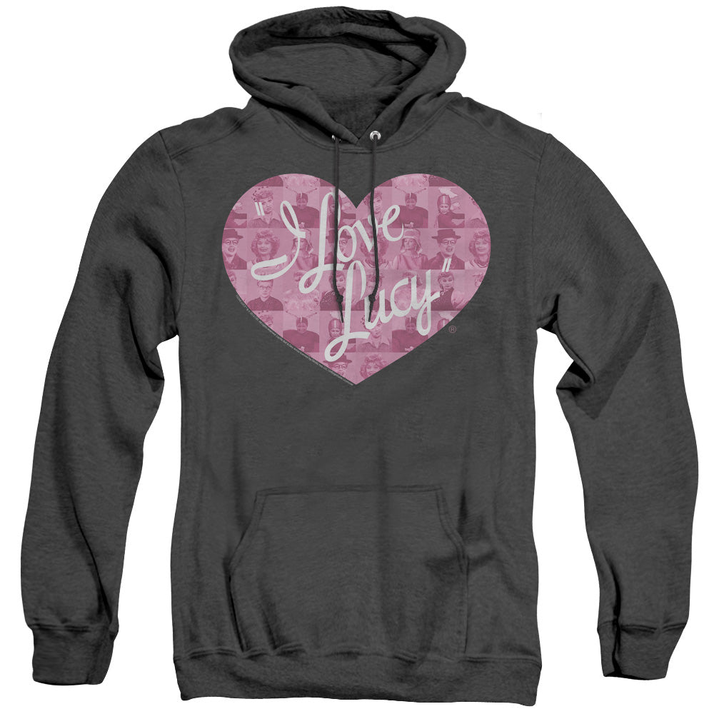 I LOVE LUCY/MANY MOODS LOGO - ADULT HEATHER HOODIE - BLACK