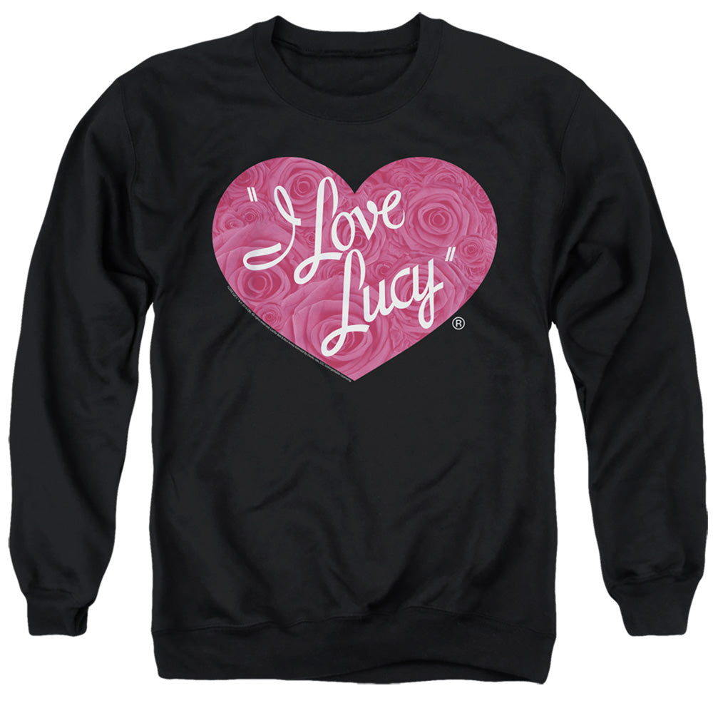 I LOVE LUCY/FLORAL LOGO - ADULT CREWNECK SWEATSHIRT - BLACK