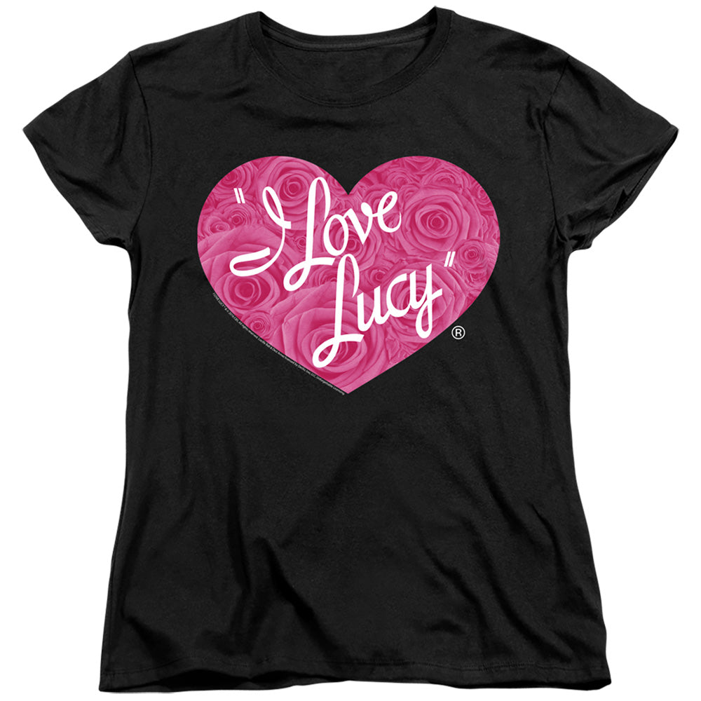 I LOVE LUCY/FLORAL LOGO - S/S WOMENS TEE - BLACK