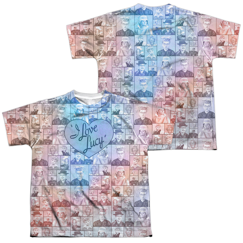 I LOVE LUCY/MANY MOODS (FRONT/BACK PRINT) - S/S YOUTH POLY CREW - MULTI