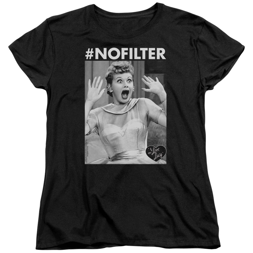 I LOVE LUCY/NO FILTER - S/S WOMENS TEE - BLACK