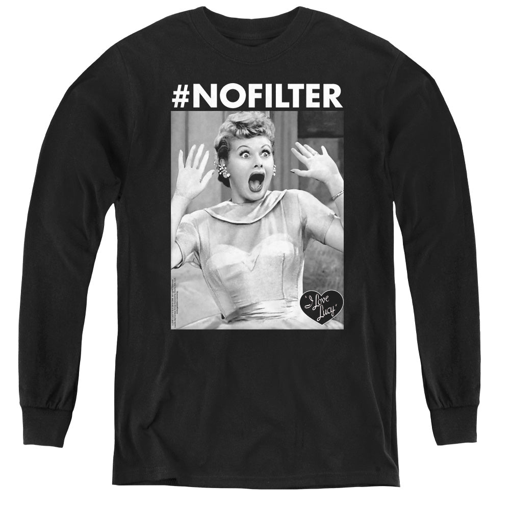 I LOVE LUCY/NO FILTER - YOUTH LONG SLEEVE TEE - BLACK