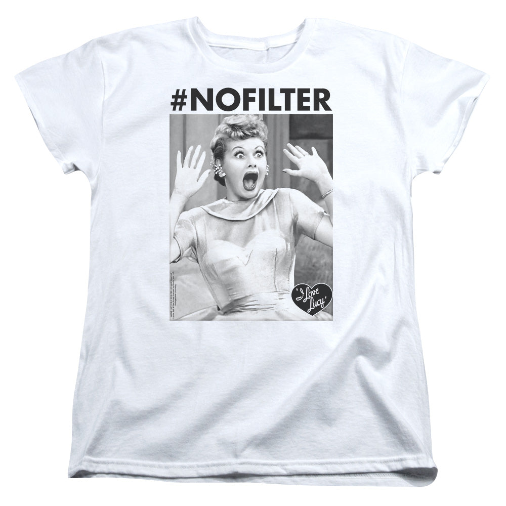 I LOVE LUCY/NO FILTER - S/S WOMENS TEE - WHITE