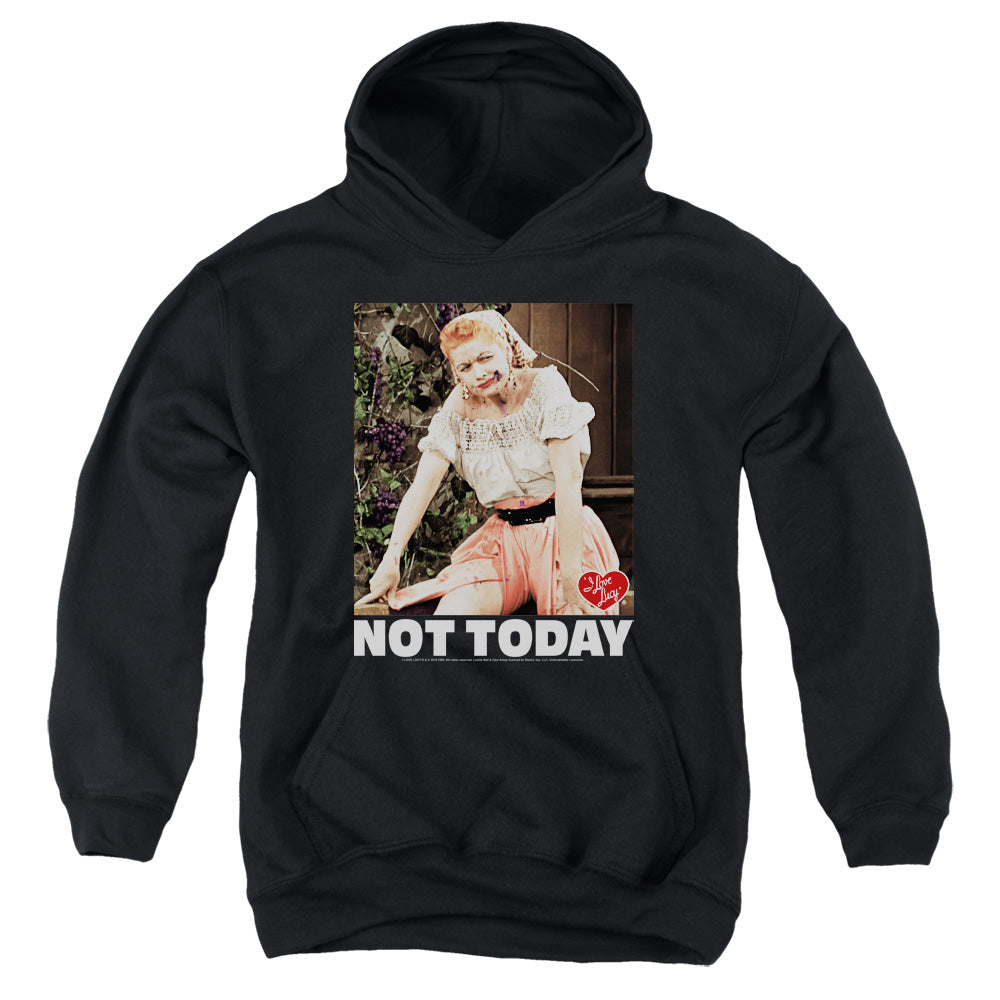 I LOVE LUCY/NOT TODAY - YOUTH PULLOVER HOODIE - BLACK