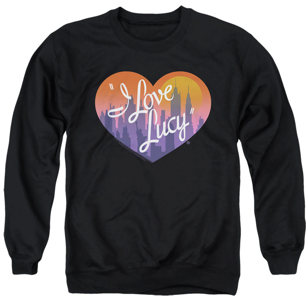 I LOVE LUCY/HEART OF THE CITY - ADULT CREWNECK SWEATSHIRT - BLACK
