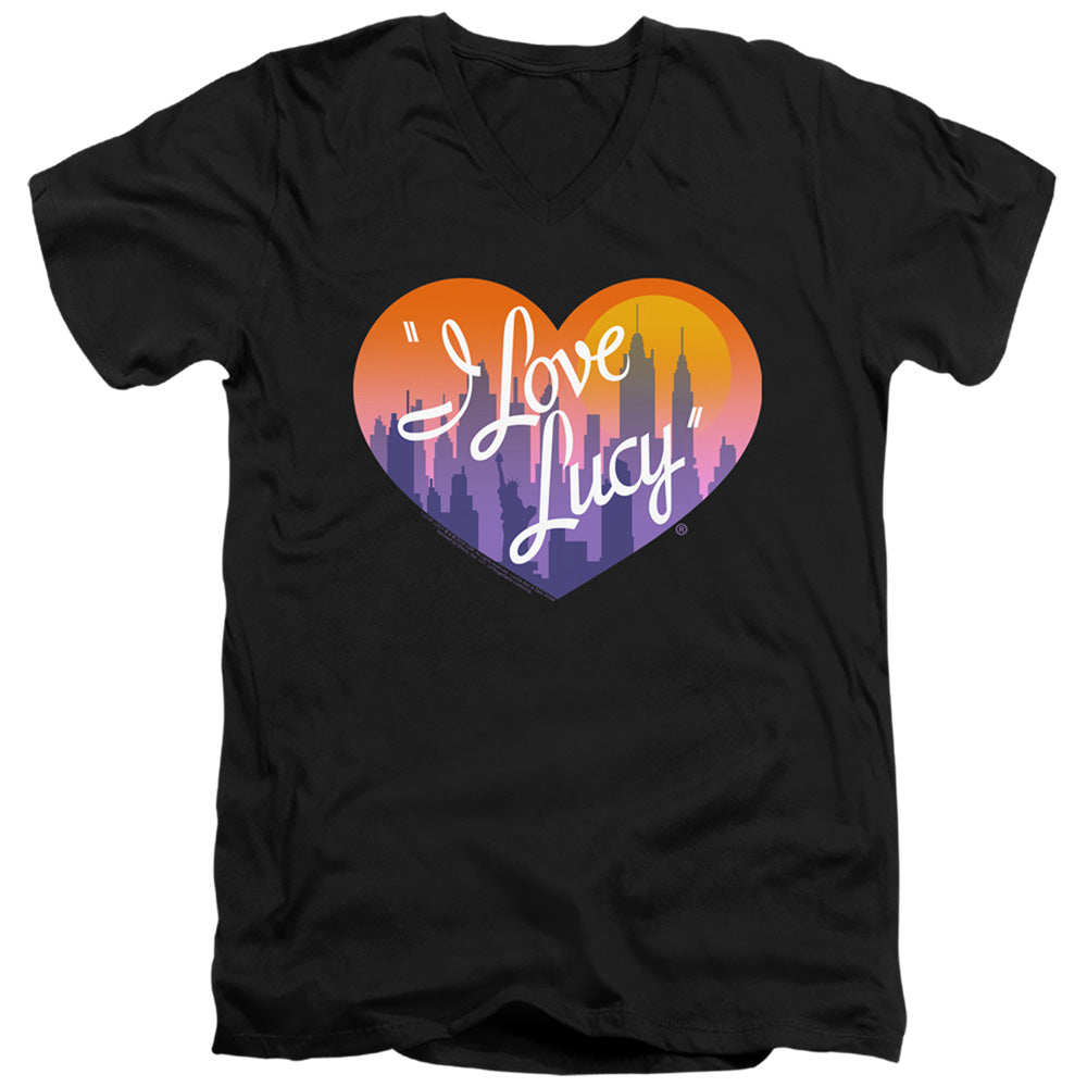 I LOVE LUCY/HEART OF THE CITY - S/S ADULT V-NECK 30/1 - BLACK