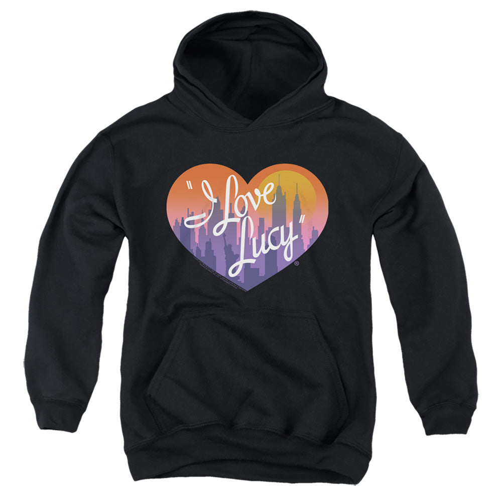 I LOVE LUCY/HEART OF THE CITY - YOUTH PULLOVER HOODIE - BLACK